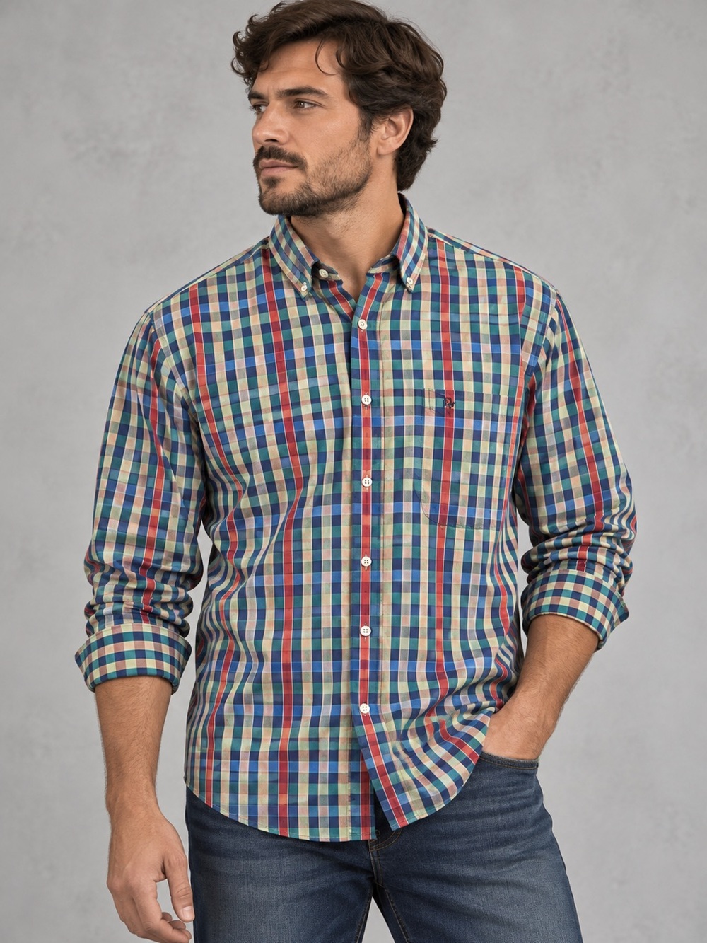 Christian Dior Monsieur Vintage Men’s Medium Plaid Long Sleeve Button Down Shirt